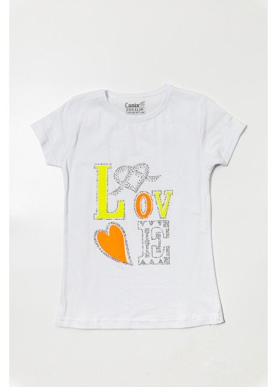 Παιδική κοντομάνικη μπλούζα love σε λευκό χρώμα Παιδική κοντομάνικη μπλούζα love σε λευκό χρώμα