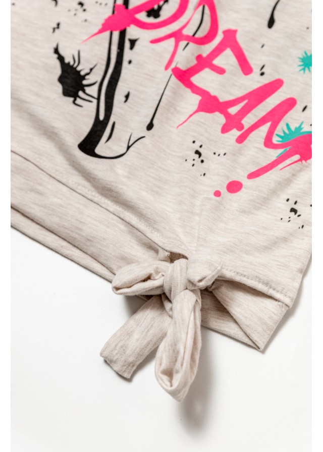 Παιδικό βαμβακερό κοντομάνικο μπλουζάκι dream σε μπέζ χρώμα