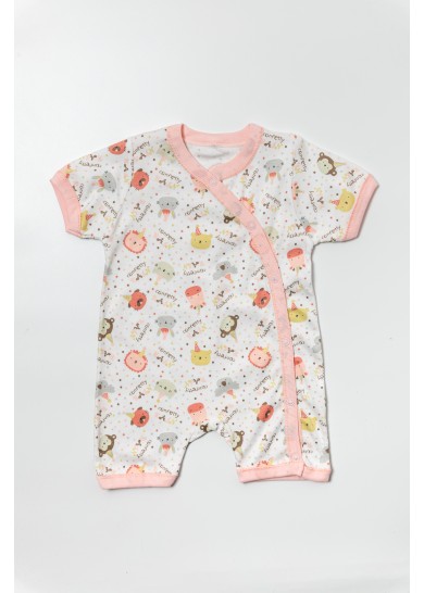 Βρεφικό βαμβακερό ολόσωμο φορμάκι little jungle σε λευκό χρώμα