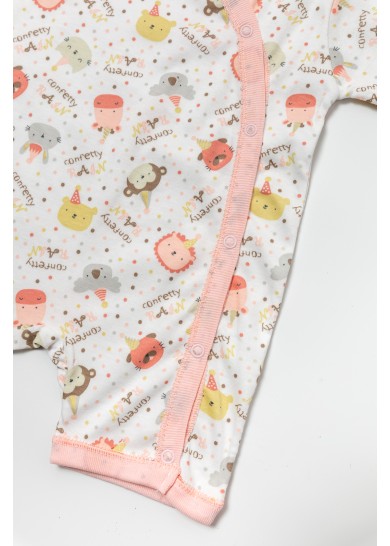 Βρεφικό βαμβακερό ολόσωμο φορμάκι little jungle σε λευκό χρώμα