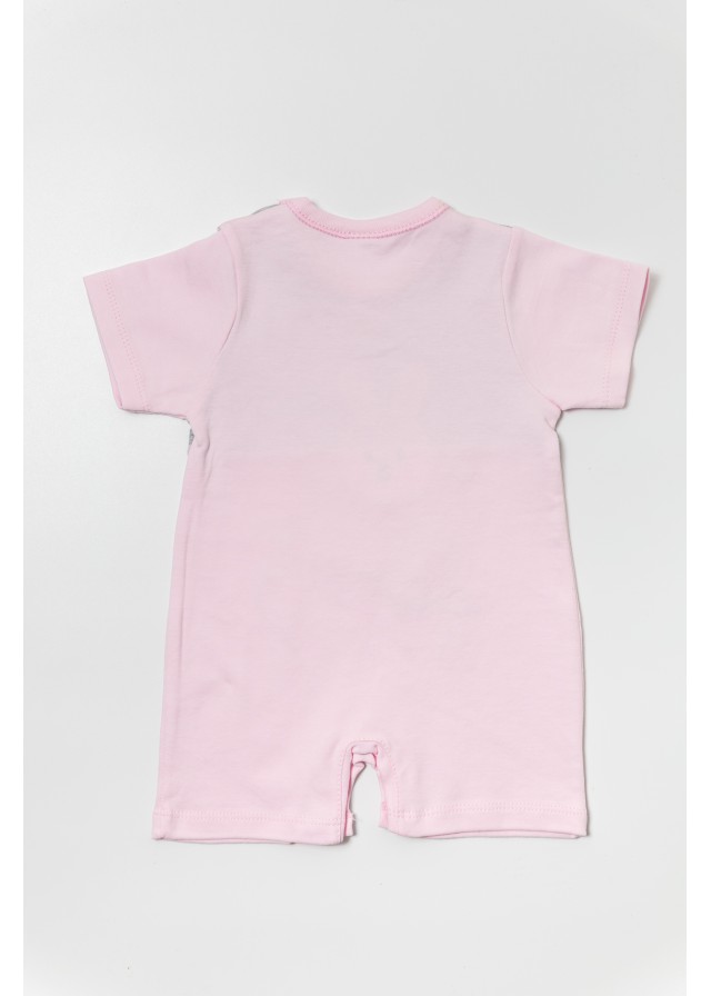 Βρεφικό βαμβακερό κοντομάνικο φορμάκι sweet rabbit σε ρόζ χρώμα