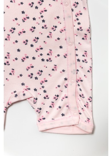 Βρεφικό βαμβακερό ολόσωμο φορμάκι pretty flowers σε ρόζ χρώμα