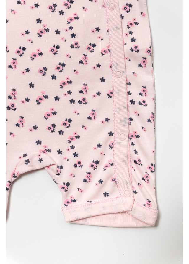 Βρεφικό βαμβακερό ολόσωμο φορμάκι pretty flowers σε ρόζ χρώμα