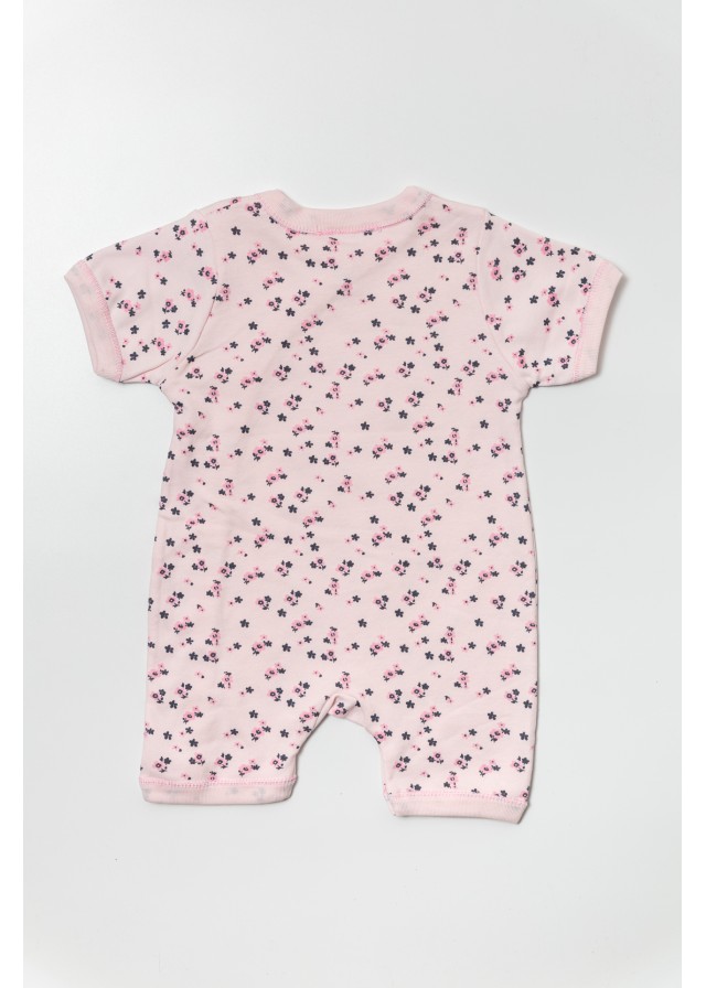 Βρεφικό βαμβακερό ολόσωμο φορμάκι pretty flowers σε ρόζ χρώμα