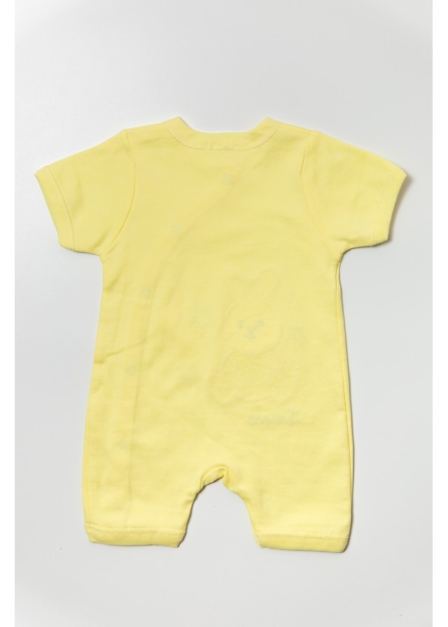 Βρεφικό βαμβακερό ολόσωμο φορμάκι love rabbits σε κίτρινο χρώμα