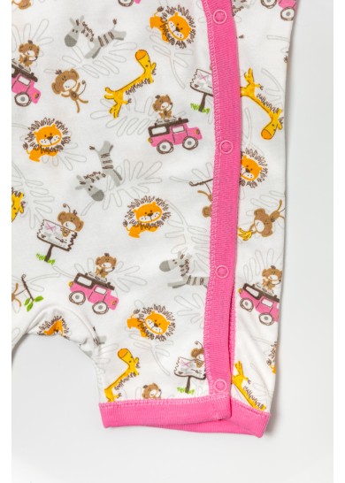 Βρεφικό βαμβακερό ολόσωμο φορμάκι little animals σε λευκό χρώμα