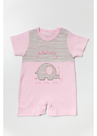 Βρεφικό βαμβακερό ολόσωμο φορμάκι little elephant σε ρόζ χρώμα