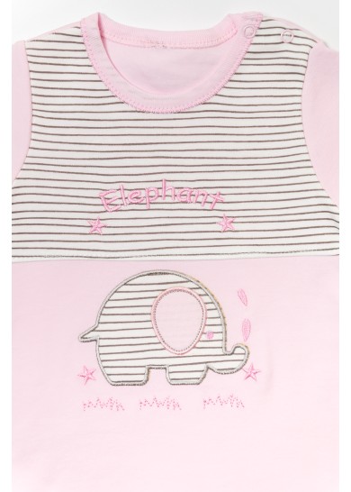 Βρεφικό βαμβακερό ολόσωμο φορμάκι little elephant σε ρόζ χρώμα