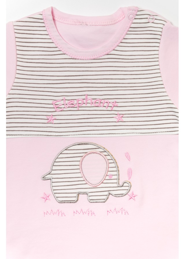 Βρεφικό βαμβακερό ολόσωμο φορμάκι little elephant σε ρόζ χρώμα