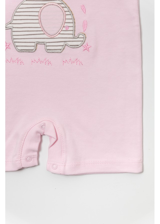Βρεφικό βαμβακερό ολόσωμο φορμάκι little elephant σε ρόζ χρώμα