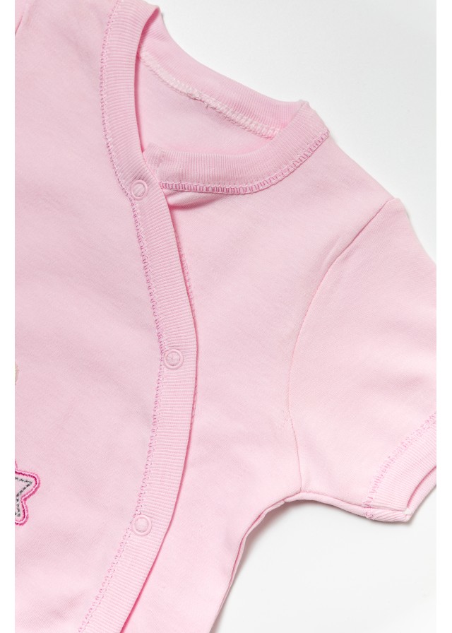 Βρεφικό βαμβακερό ολόσωμο φορμάκι love rabbits σε ρόζ χρώμα