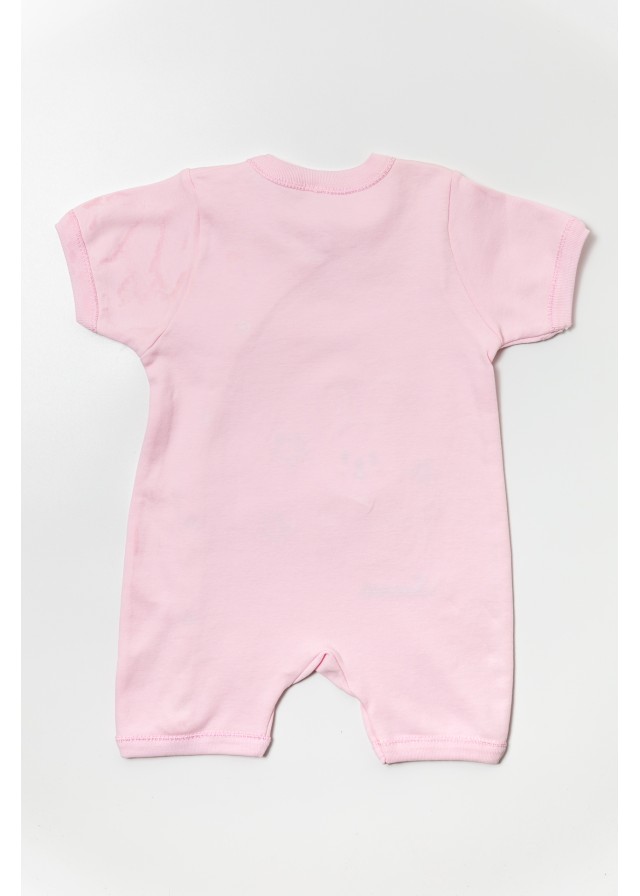 Βρεφικό βαμβακερό ολόσωμο φορμάκι love rabbits σε ρόζ χρώμα