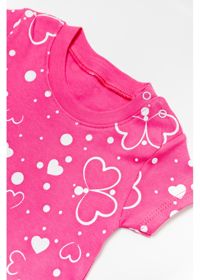 Βρεφικό βαμβακερό ολόσωμο φορμάκι white butterflies σε φούξ χρώμα