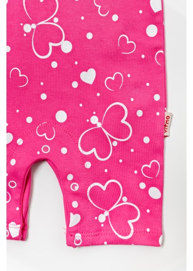 Βρεφικό βαμβακερό ολόσωμο φορμάκι white butterflies σε φούξ χρώμα