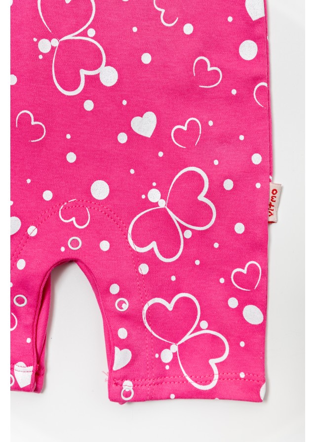 Βρεφικό βαμβακερό ολόσωμο φορμάκι white butterflies σε φούξ χρώμα