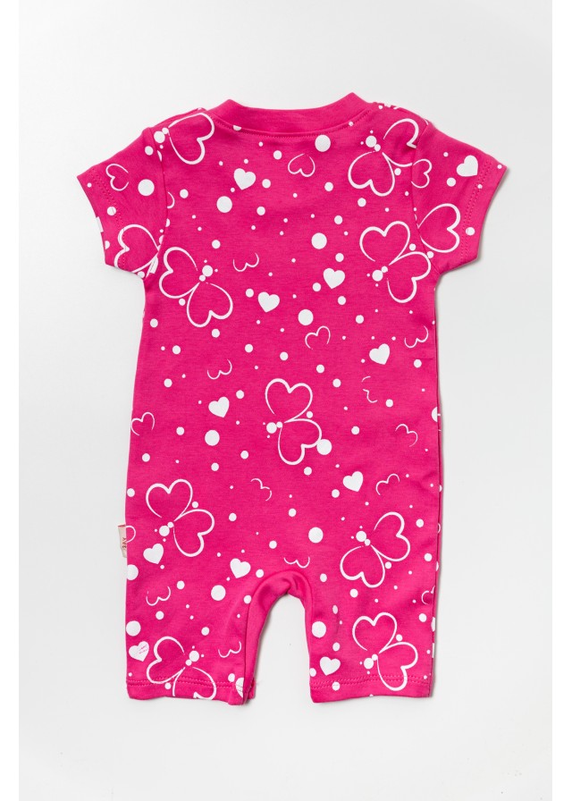 Βρεφικό βαμβακερό ολόσωμο φορμάκι white butterflies σε φούξ χρώμα