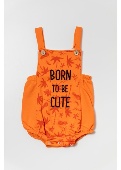 Βρεφική βαμβακερή ολόσωμη φουφούλα born to be cute σε πορτοκαλί χρώμα