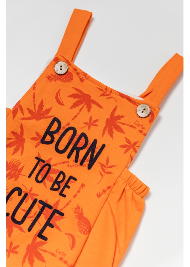 Βρεφική βαμβακερή ολόσωμη φουφούλα born to be cute σε πορτοκαλί χρώμα