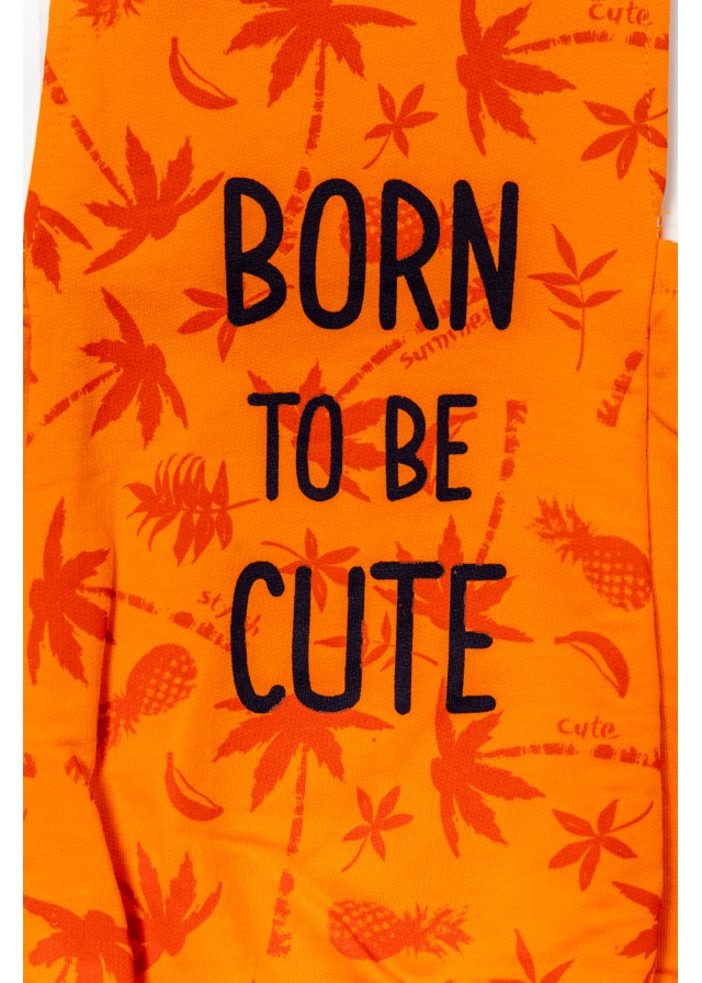 Βρεφική βαμβακερή ολόσωμη φουφούλα born to be cute σε πορτοκαλί χρώμα
