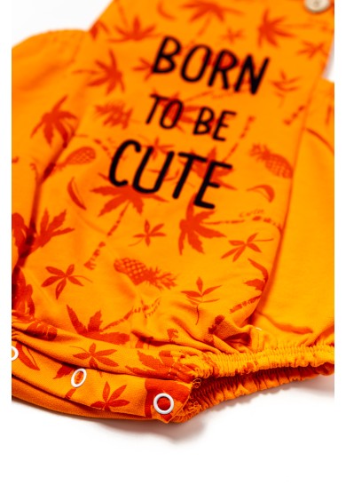 Βρεφική βαμβακερή ολόσωμη φουφούλα born to be cute σε πορτοκαλί χρώμα