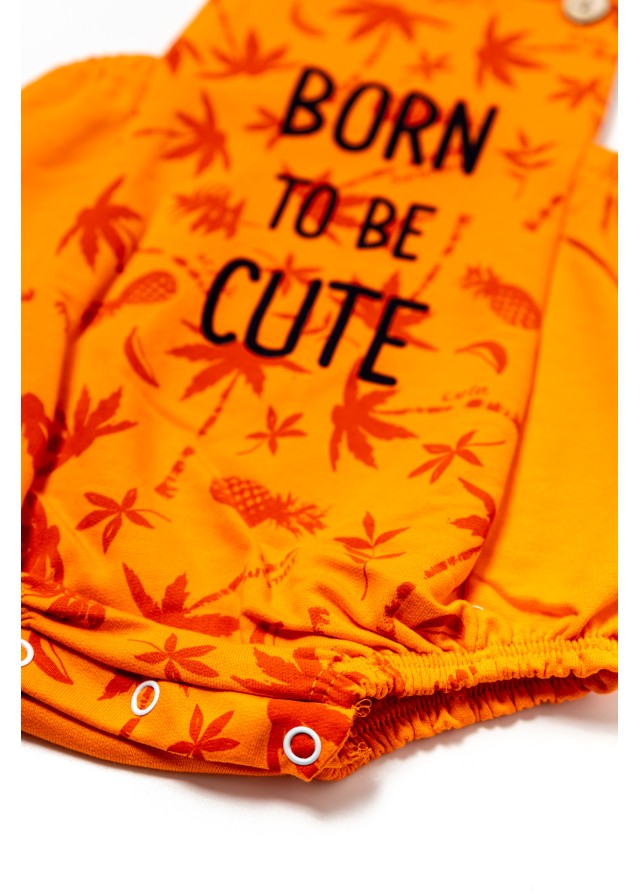 Βρεφική βαμβακερή ολόσωμη φουφούλα born to be cute σε πορτοκαλί χρώμα