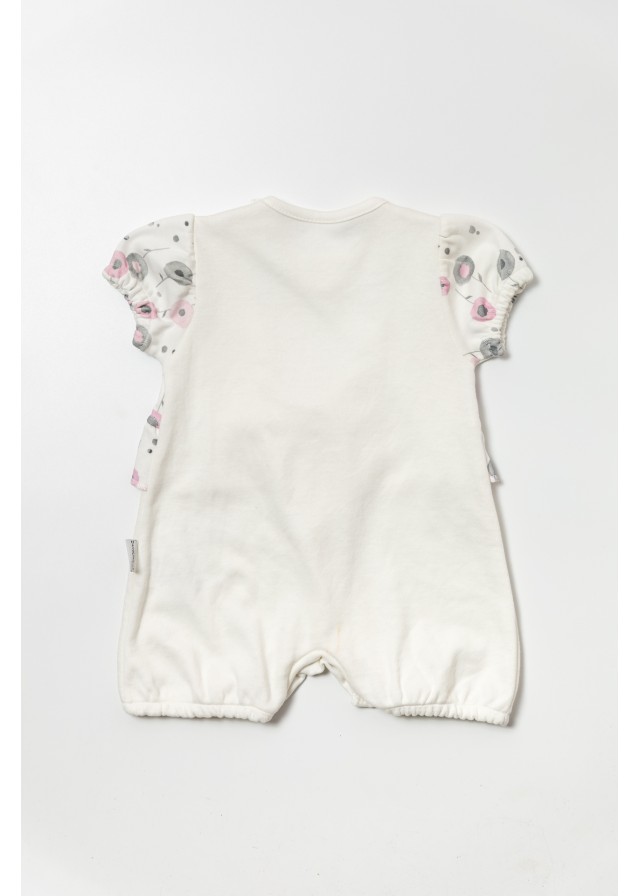 Βρεφικό βαμβακερό ολόσωμο φορμάκι με φιογκάκι σε λευκό χρώμα