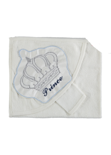 Βαμβακερή μπουρνουζοπετσέτα prince σε λευκό χρώμα