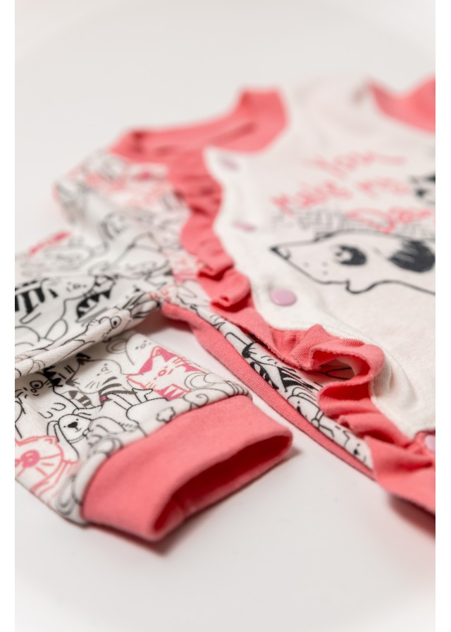 Βρεφικό βαμβακερό ολόσωμο φορμάκι you make my day σε ρόζ χρώμα