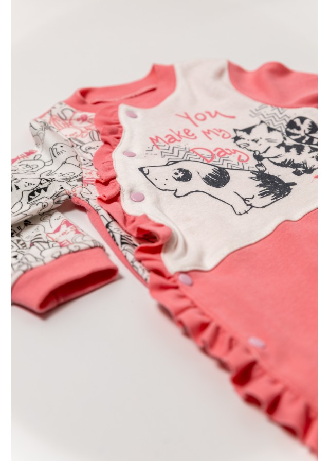 Βρεφικό βαμβακερό ολόσωμο φορμάκι you make my day σε ρόζ χρώμα