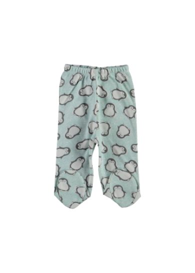 Βρεφικό παντελονάκι με πατουσάκια με print πιγκουινάκια σε βεραμάν χρώμα