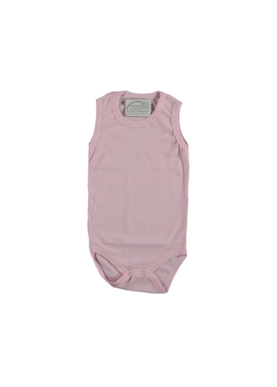Βρεφικό βαμβακερό αμάνικο κορμάκι σε ρόζ χρώμα