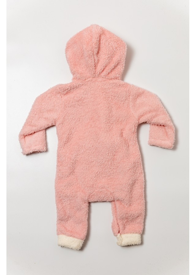 Βρεφικό ολόσωμο φλίς φορμάκι με καρότο σε ρόζ χρώμα