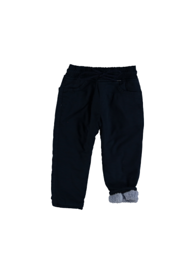 Παιδικό υφασμάτινο παντελόνι με εσωτερική επένδυση φλίς σε μπλέ χρώμα
