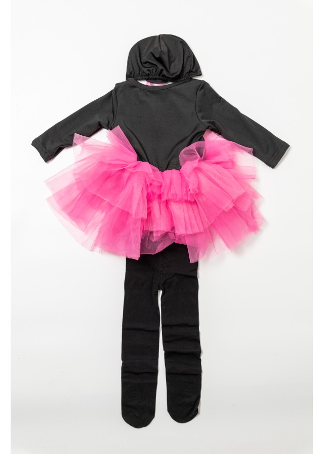 Βρεφική αποκριάτικη στολή little girl skeleton σε μαύρο με φούξ χρώμα