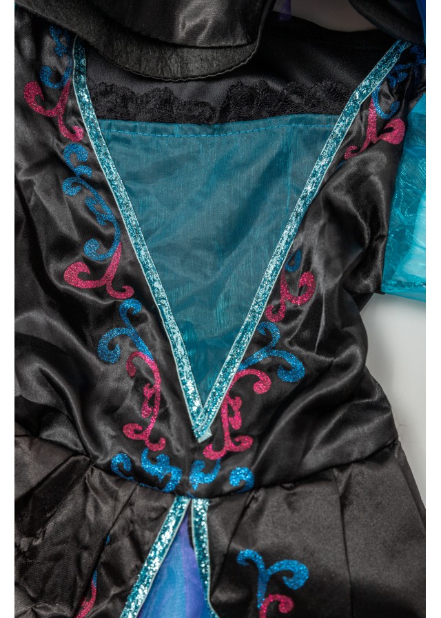 Παιδική αποκριάτικη στολή μάγισσας σε μαύρο με γαλάζιο χρώμα