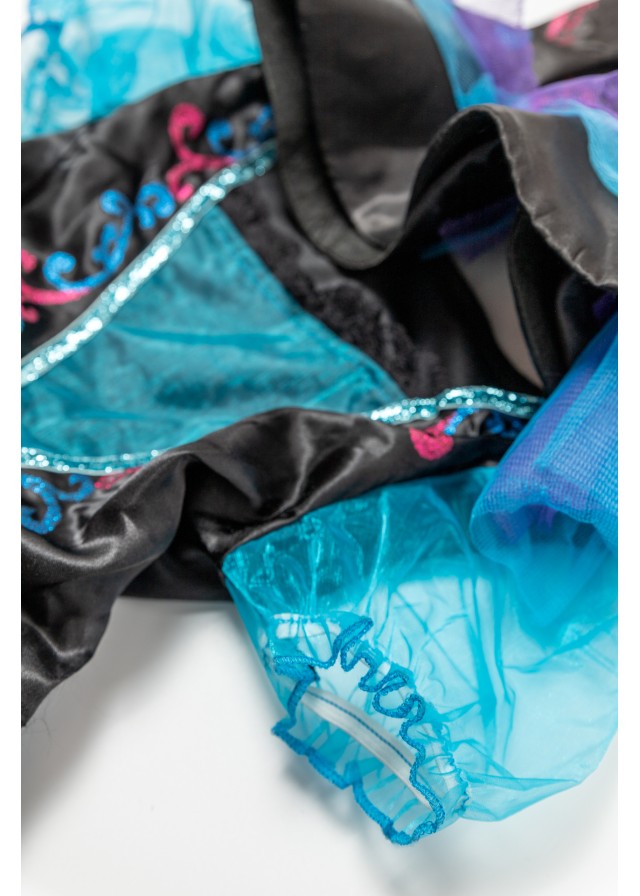 Παιδική αποκριάτικη στολή μάγισσας σε μαύρο με γαλάζιο χρώμα