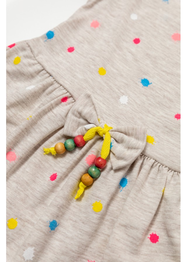 Παιδικό πουά φόρεμα σε μπέζ χρώμα