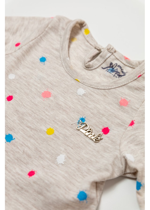 Παιδικό πουά φόρεμα σε μπέζ χρώμα