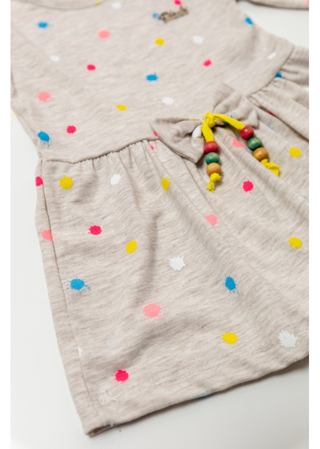 Παιδικό πουά φόρεμα σε μπέζ χρώμα