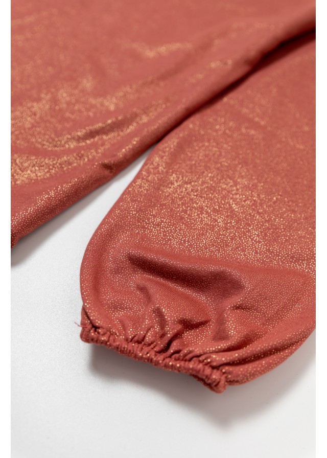 Energiers παιδικό βαμβακερό φόρεμα με glitter σε καφέ χρώμα