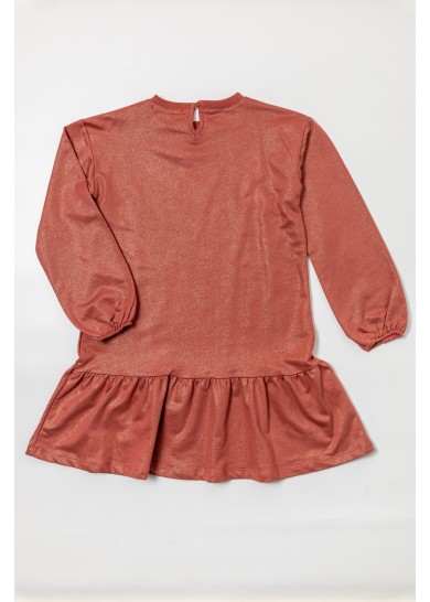 Energiers παιδικό βαμβακερό φόρεμα με glitter σε καφέ χρώμα