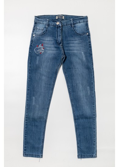 Παιδικό τζίν παντελόνι με σχέδιο καρδιά