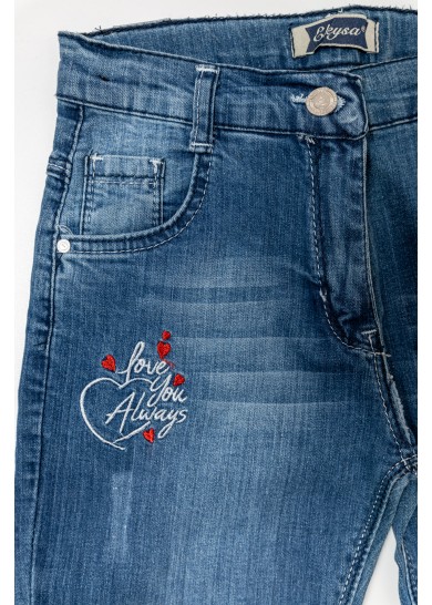Παιδικό τζίν παντελόνι με σχέδιο καρδιά